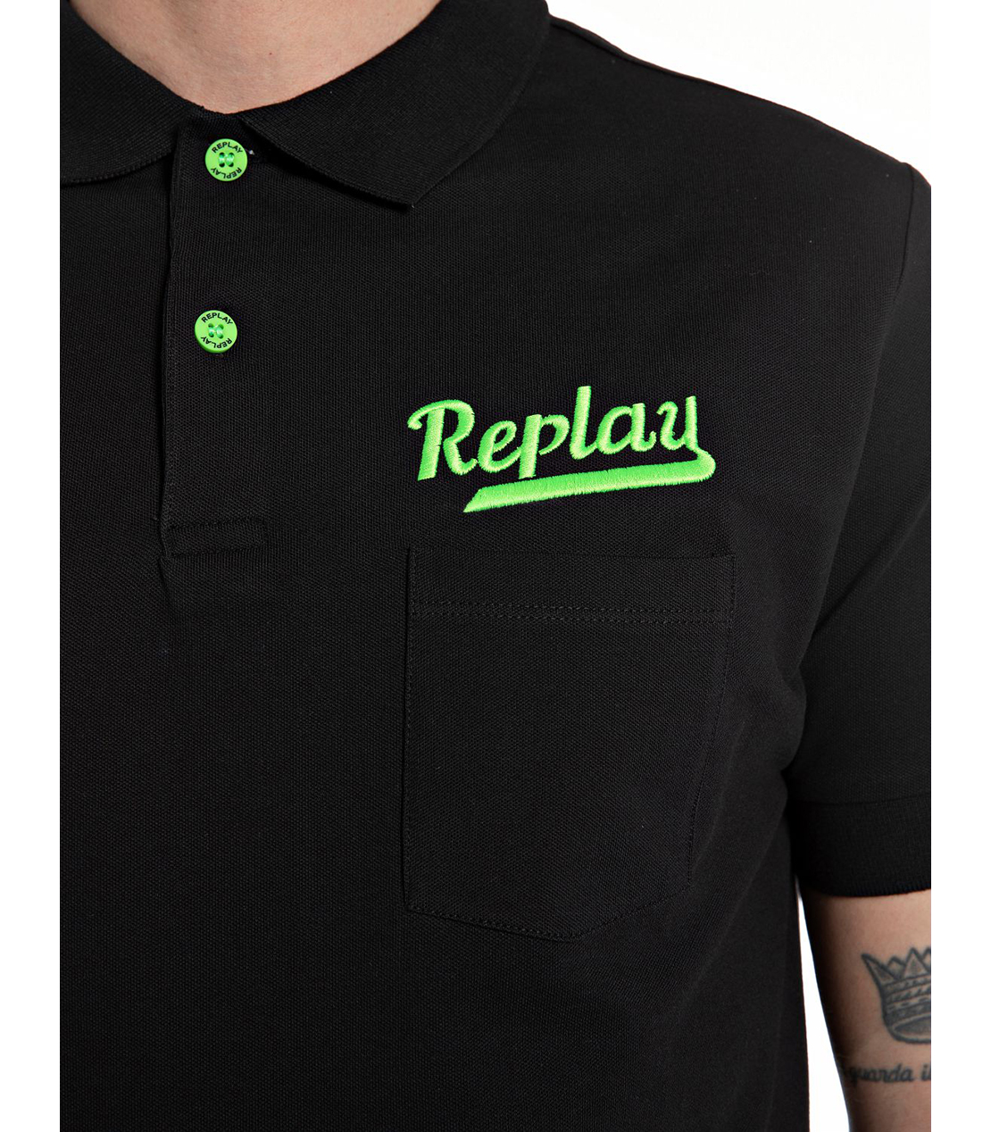 コットンピケポロシャツREPLAY 詳細画像 ブラック 4